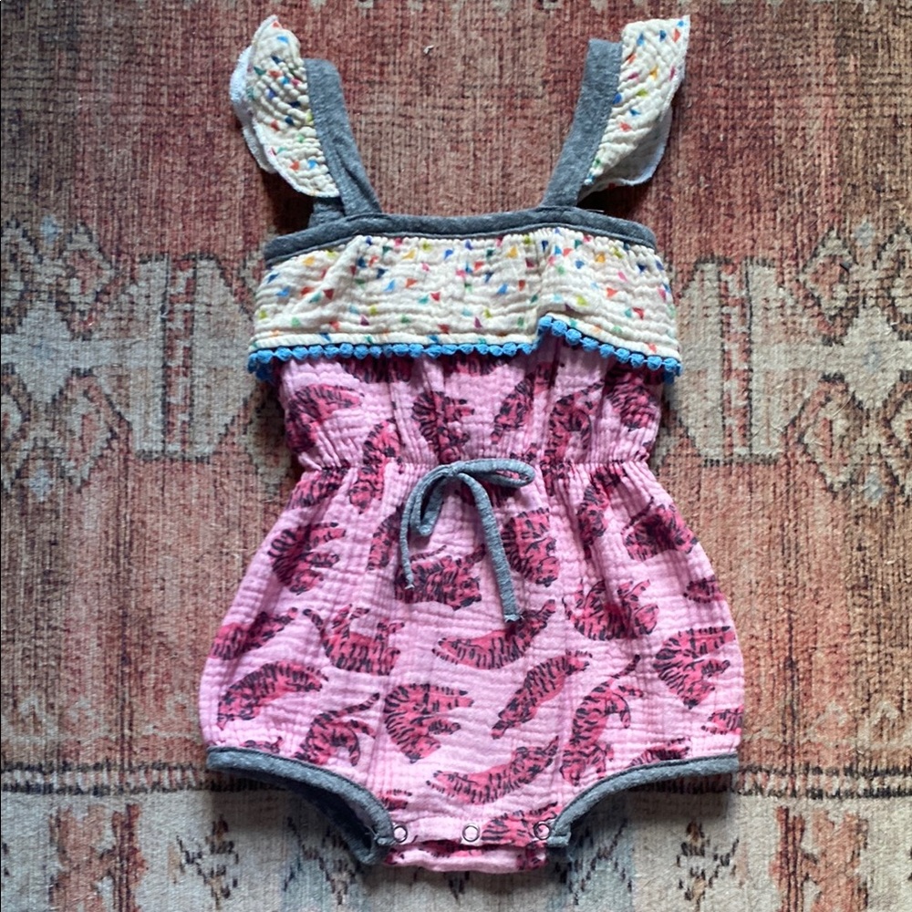 Miki Miette Baby Romper with Ruffle Straps